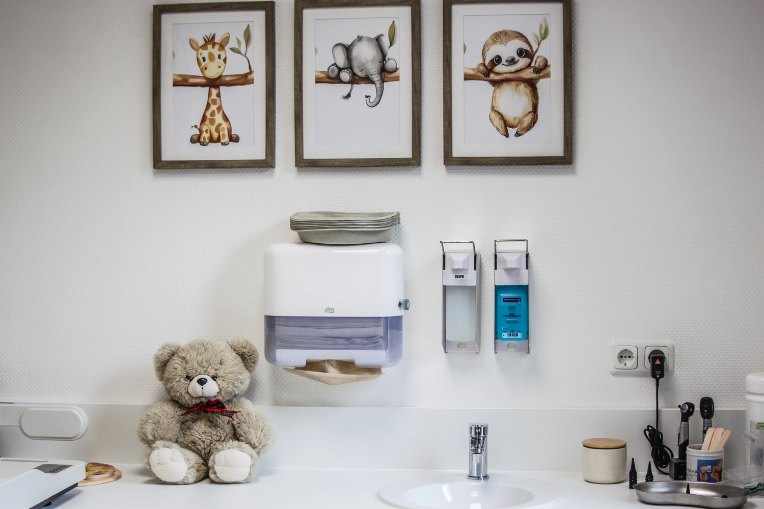 Praxis Dr.medic Steluta Costineanu - Fachärztin für Kinder- und Jugendmedizin - Gemälde von Enten an einer Wand